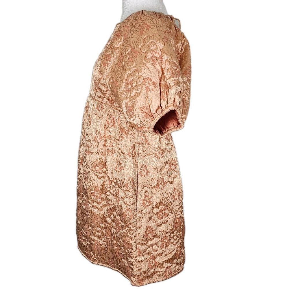 Kimchi Blue Urban Outfitters Astrid Quilted Brocade Babydoll Dress Small Coral - Picture 6 of 7